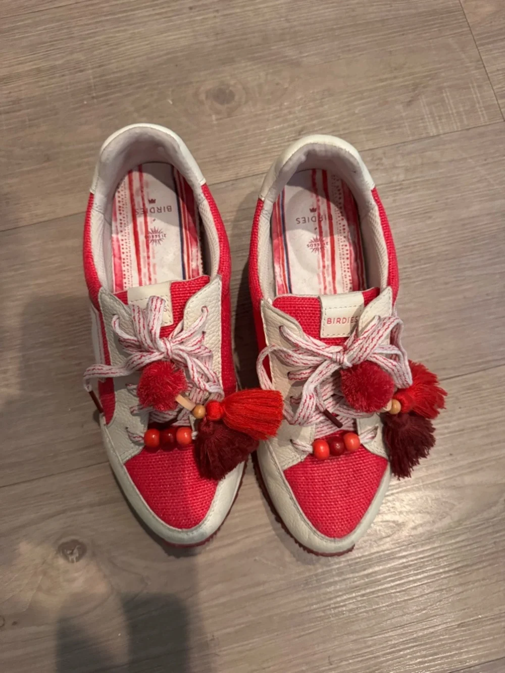 Birdies x21 Seeds limited edition Women's Pink & White Tassel Sneakers